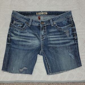 BKE Stella Stretch Mid-Rise Thick Stitch Cut Off Shorts Size 28